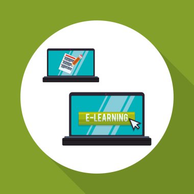 E-öğrenme tasarım. Eğitim simgesi. İzole illüstrasyon, vektör