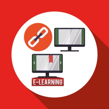 E-öğrenme tasarım. Eğitim simgesi. İzole illüstrasyon, vektör