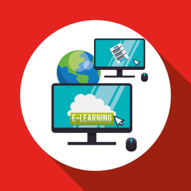 E-öğrenme tasarım. Eğitim simgesi. İzole illüstrasyon, vektör