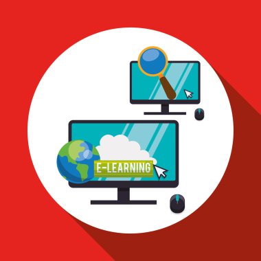 E-öğrenme tasarım. Eğitim simgesi. İzole illüstrasyon, vektör