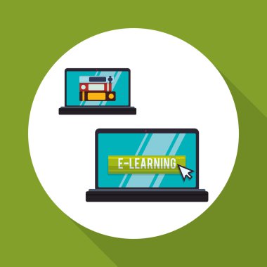 E-öğrenme tasarım. Eğitim simgesi. İzole illüstrasyon, vektör