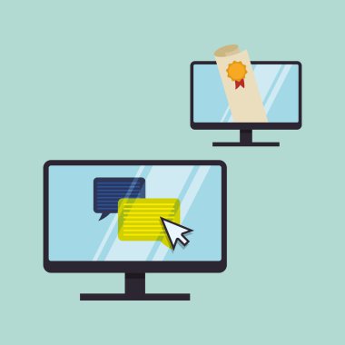 E-öğrenme tasarım. Eğitim simgesi. İzole illüstrasyon, vektör