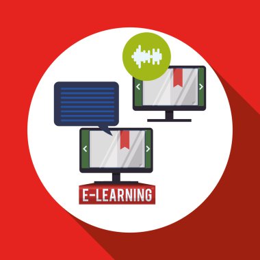 E-öğrenme tasarım. Eğitim simgesi. İzole illüstrasyon, vektör