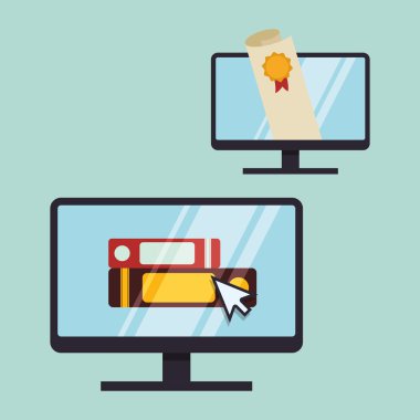 E-öğrenme tasarım. Eğitim simgesi. İzole illüstrasyon, vektör