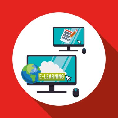 E-öğrenme tasarım. Eğitim simgesi. İzole illüstrasyon, vektör
