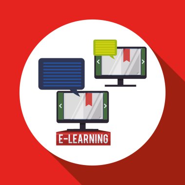 E-öğrenme tasarım. Eğitim simgesi. İzole illüstrasyon, vektör
