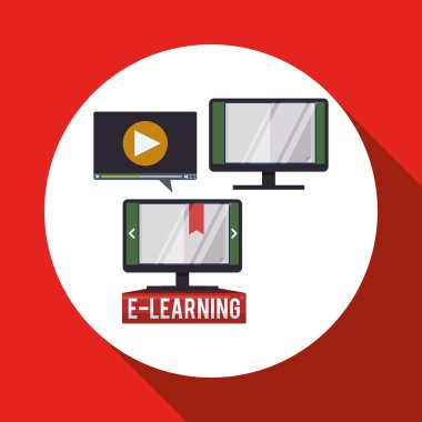 E-öğrenme tasarım. Eğitim simgesi. İzole illüstrasyon, vektör