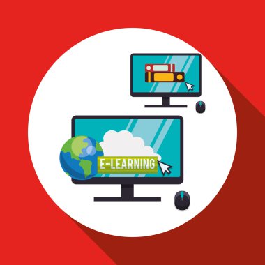 E-öğrenme tasarım. Eğitim simgesi. İzole illüstrasyon, vektör