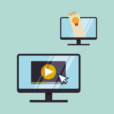 E-öğrenme tasarım. Eğitim simgesi. İzole illüstrasyon, vektör