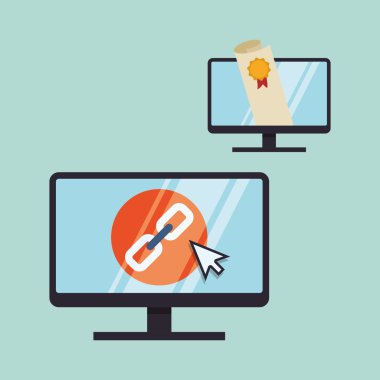 E-öğrenme tasarım. Eğitim simgesi. İzole illüstrasyon, vektör