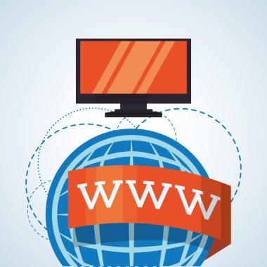 Internet tasarım. Online simgesi. Renkli resimde, vektör