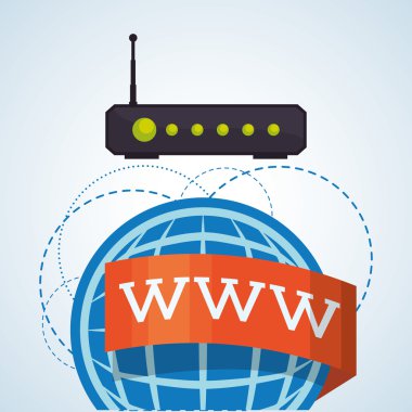 Internet tasarım. Online simgesi. Renkli resimde, vektör