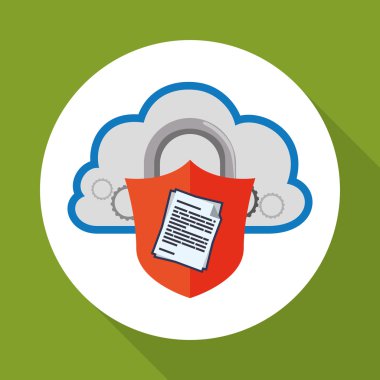 Veri güvenlik tasarımı. Simgeyi koru. Veri Merkezi illüstrasyon, vektör