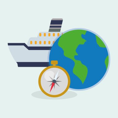 Tasarım seyahat. Gezi simgesi. Düz illüstrasyon, vektör