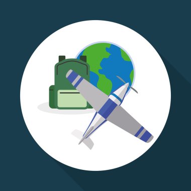 Tasarım seyahat. Gezi simgesi. Düz illüstrasyon, vektör