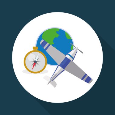 Tasarım seyahat. Gezi simgesi. Düz illüstrasyon, vektör