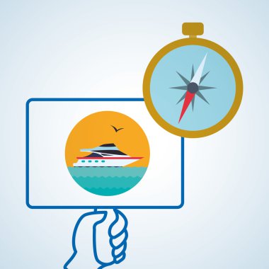 Tasarım seyahat. Gezi simgesi. Düz illüstrasyon