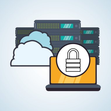 Web Hosting Tasarım. Veri Merkezi simgesi. İzole illüstrasyon, vektör