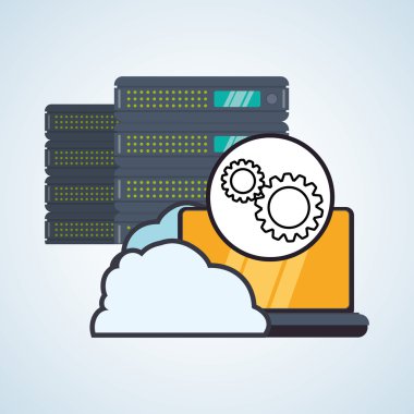 Web Hosting Tasarım. Veri Merkezi simgesi. İzole illüstrasyon, vektör