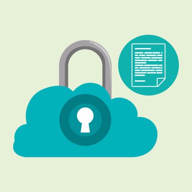 Veri güvenlik tasarımı. Simgeyi koru. Veri Merkezi illüstrasyon, vektör