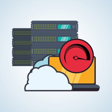 Web Hosting Tasarım. Veri Merkezi simgesi. İzole illüstrasyon, vektör