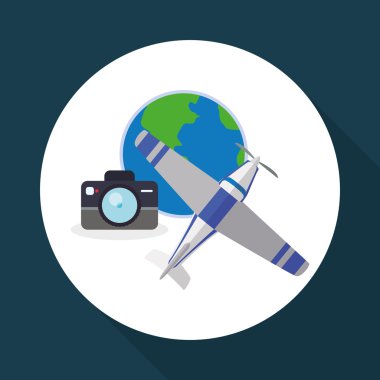 Tasarım seyahat. Gezi simgesi. Düz illüstrasyon, vektör