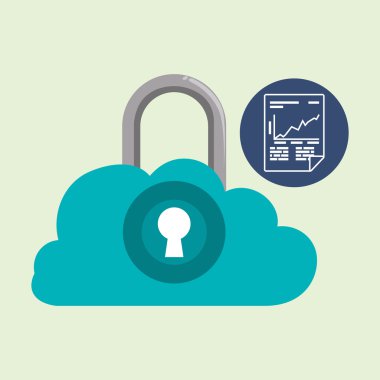 Veri güvenlik tasarımı. Simgeyi koru. Veri Merkezi illüstrasyon, vektör