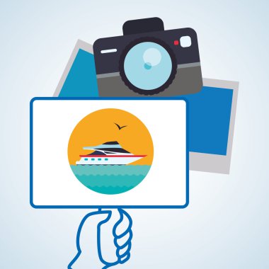 Tasarım seyahat. Gezi simgesi. Düz illüstrasyon