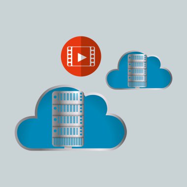 Bulut bilgi işlem tasarım. Gezi simgesi. Düz illüstrasyon, vektör