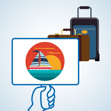 Tasarım seyahat. Gezi simgesi. Düz illüstrasyon