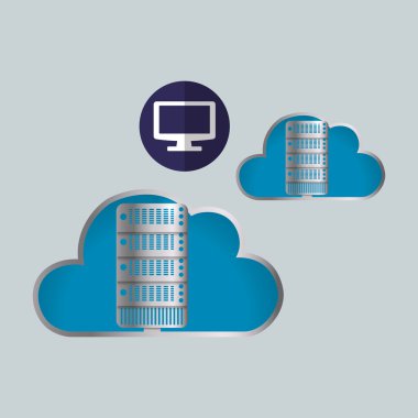 Bulut bilgi işlem tasarım. Gezi simgesi. Düz illüstrasyon, vektör