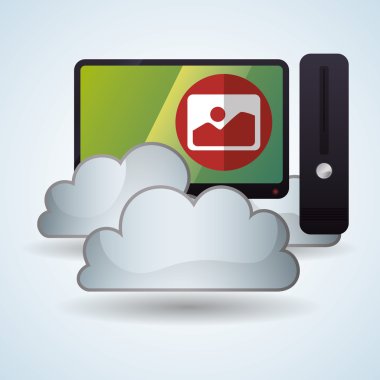 Bulut bilgi işlem tasarım. Gezi simgesi. Düz illüstrasyon