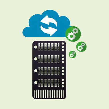 Bulut bilgi işlem tasarım. Gezi simgesi. Düz illüstrasyon, vektör