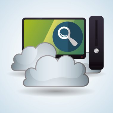 Bulut bilgi işlem tasarım. Gezi simgesi. Düz illüstrasyon