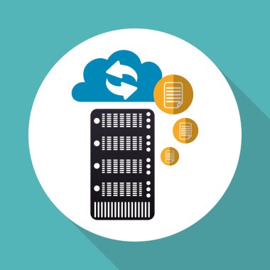 Bulut bilgi işlem tasarım. Gezi simgesi. Düz illüstrasyon, vektör