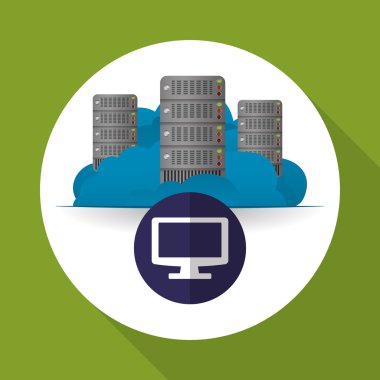 Bulut bilgi işlem tasarım. Gezi simgesi. Düz illüstrasyon, vektör