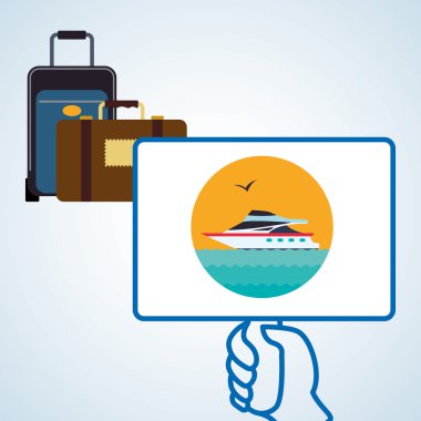 Tasarım seyahat. Gezi simgesi. Düz illüstrasyon