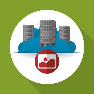 Bulut bilgi işlem tasarım. Gezi simgesi. Düz illüstrasyon, vektör