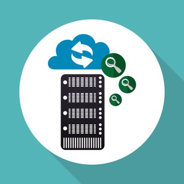 Bulut bilgi işlem tasarım. Gezi simgesi. Düz illüstrasyon, vektör