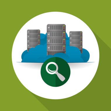 Bulut bilgi işlem tasarım. Gezi simgesi. Düz illüstrasyon, vektör