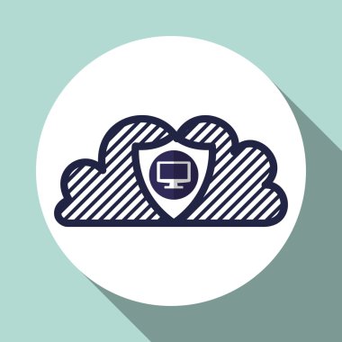 Bulut bilgi işlem tasarım. Gezi simgesi. Düz illüstrasyon, vektör