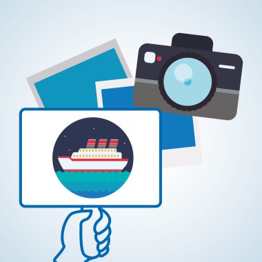 Tasarım seyahat. Gezi simgesi. Düz illüstrasyon