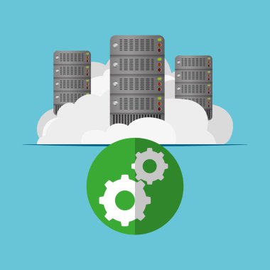 Bulut bilgi işlem tasarım. Gezi simgesi. Düz illüstrasyon, vektör