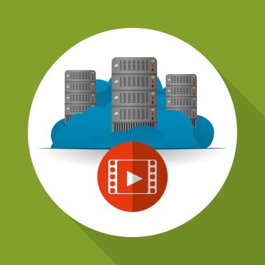 Bulut bilgi işlem tasarım. Gezi simgesi. Düz illüstrasyon, vektör