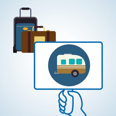 Tasarım seyahat. Gezi simgesi. Düz illüstrasyon