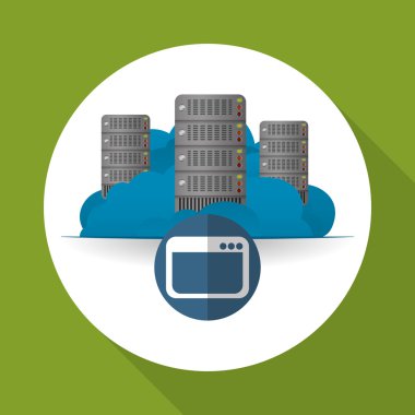 Bulut bilgi işlem tasarım. Gezi simgesi. Düz illüstrasyon, vektör