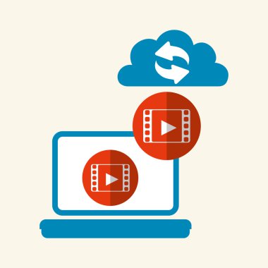 Bulut bilgi işlem tasarım. Gezi simgesi. Düz illüstrasyon, vektör