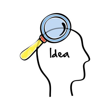 Fikir tasarım. Kroki simgesi. Beyaz arka plan, vektör