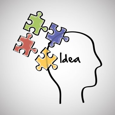 Fikir tasarım. Kroki simgesi. Beyaz arka plan, vektör