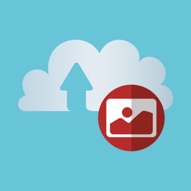 Bulut bilgi işlem tasarım. Gezi simgesi. Düz illüstrasyon, vektör